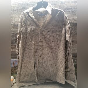 Roper ) Western Shirt Pearl Snap Front Long Sleeve Brown Tan Sz  MEDIUM